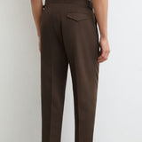 Reiss Linen-Blend Side-Adjuster Tapered Trousers Com In Chocolate Brown
