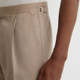 Reiss Linen-Blend Side-Adjuster Tapered Trousers Com In Taupe Grey