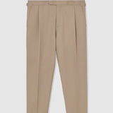 Reiss Linen-Blend Side-Adjuster Tapered Trousers Com In Taupe Grey