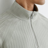 Reiss Long Sleeve Half Zip Jumper In Sage Green