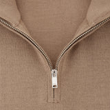 Reiss Long Sleeve Half Zip Merino Wool Jumper In Brown
