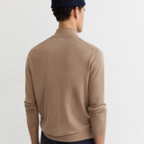 Reiss Long Sleeve Half Zip Merino Wool Jumper In Brown