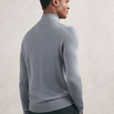 Reiss Long Sleeve Half Zip Merino Wool Jumper In Steel Blue