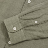 Reiss Long Sleeve Linen Shirt Ruban Thyme Green