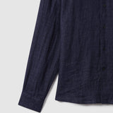Reiss Long Sleeve Ruban Linen Shirt Navy