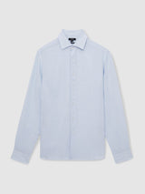 Reiss Long Sleeve Ruban Linen Shirt Soft Blue