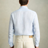 Reiss Long Sleeve Ruban Linen Shirt Soft Blue