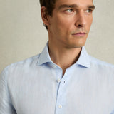 Reiss Long Sleeve Ruban Linen Shirt Soft Blue