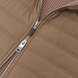 Reiss Long Sleeve Zip Quilted Jacket In Brown