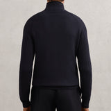 Reiss Loxley Cable-Knit Half-Zip Jumper with Wool in Navy