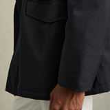 Reiss Lucan Hooded Zip-Through Padded Jacket in Navy