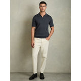 Reiss Maxwell Merino Wool Half-Zip Polo Shirt in Blackened Blue