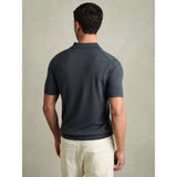 Reiss Maxwell Merino Wool Half-Zip Polo Shirt in Blackened Blue