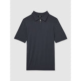 Reiss Maxwell Merino Wool Half-Zip Polo Shirt in Blackened Blue