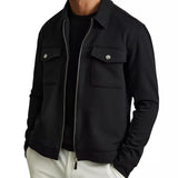 Reiss Medina Interlock Full Zip Jacket In Navy Blue
