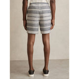 Reiss Men's Haze Crochet Drawstring Shorts In White/Black