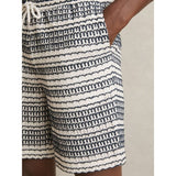 Reiss Men's Haze Crochet Drawstring Shorts In White/Black