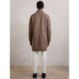 Reiss Morpeth Wool-Blend Dogtooth-Check Overcoat In Brown