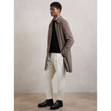 Reiss Morpeth Wool-Blend Dogtooth-Check Overcoat In Brown