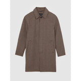 Reiss Morpeth Wool-Blend Dogtooth-Check Overcoat In Brown