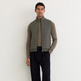 Reiss Newford Funnel-Neck Quilted Knit Gilet In Army Green