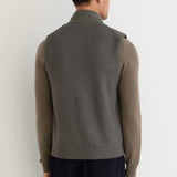 Reiss Newford Funnel-Neck Quilted Knit Gilet In Army Green