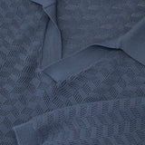 Reiss Open Collar Textured Polo Shirt Airforce Blue