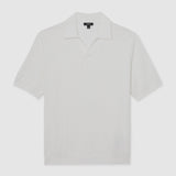 Reiss Open Collar Textured Polo Shirt White