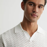 Reiss Open Collar Textured Polo Shirt White