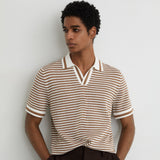 Reiss Open Neck Polo Caramel/Off White
