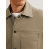 Reiss Parker Lightly-Padded Patch-Pocket Overshirt in Olive Green