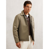 Reiss Parker Lightly-Padded Patch-Pocket Overshirt in Olive Green