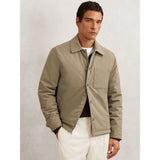 Reiss Parker Lightly-Padded Patch-Pocket Overshirt in Olive Green