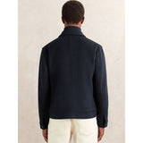 Reiss Perisil Wool Blend Twin Pocket Zipped Jacket in Navy