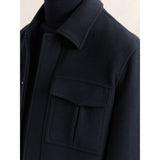 Reiss Perisil Wool Blend Twin Pocket Zipped Jacket in Navy
