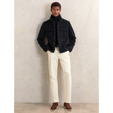 Reiss Perisil Wool Blend Twin Pocket Zipped Jacket in Navy