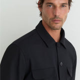 Reiss Peshi Twin-Pocket Button-Through Overshirt In Navy