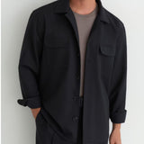 Reiss Peshi Twin-Pocket Button-Through Overshirt In Navy