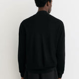 Reiss Petersham Merino Wool Textured Bomber Cardigan In Black