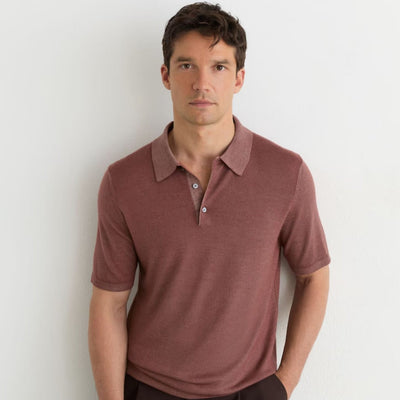 Reiss Pigment-Dyed Merino Wool Polo Jumper Jackdaw In Rose Pink