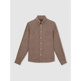 Reiss Queens Linen Button Through Shirt In Light Taupe Brown