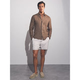 Reiss Queens Linen Button Through Shirt In Light Taupe Brown