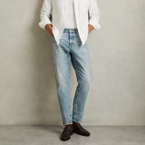 Reiss Rathbone Relaxed-Fit Cropped Jeans In Light Blue Wash