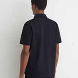 Reiss Reed Textured Concealed-Placket Polo Shirt In Navy