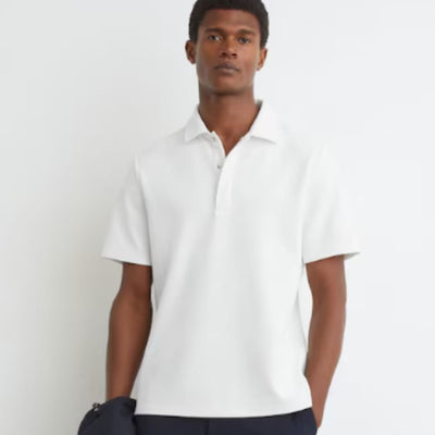 Reiss Reed Textured Concealed-Placket Polo Shirt In White