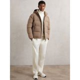 Reiss Reggie Quilted Zip-Through Puffer Jacket In Light Camel Brown