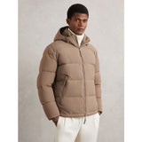Reiss Reggie Quilted Zip-Through Puffer Jacket In Light Camel Brown