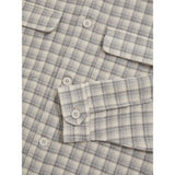 Reiss Ribona Woven Check Twin Pocket Overshirt In Light Grey