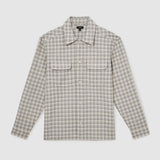 Reiss Ribona Woven Check Twin Pocket Overshirt in Light Grey