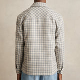 Reiss Ribona Woven Check Twin Pocket Overshirt in Light Grey